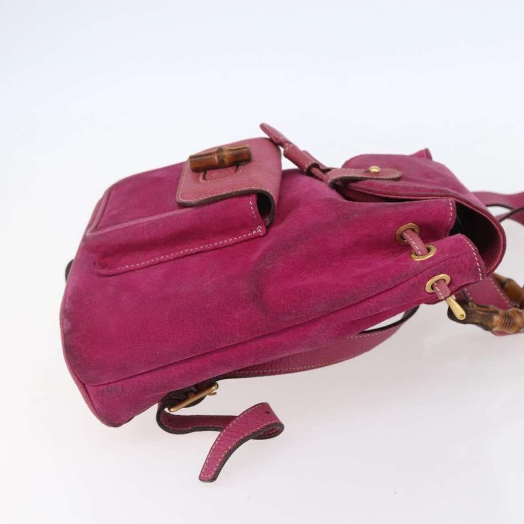 Gucci Vintage Bamboo Backpack Pink Suede Good condition - Model View