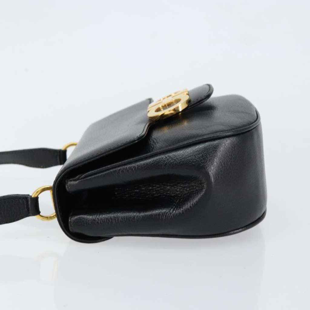 Salvatore Ferragamo Gancini Shoulder Bag Black Leather Good condition - Model View