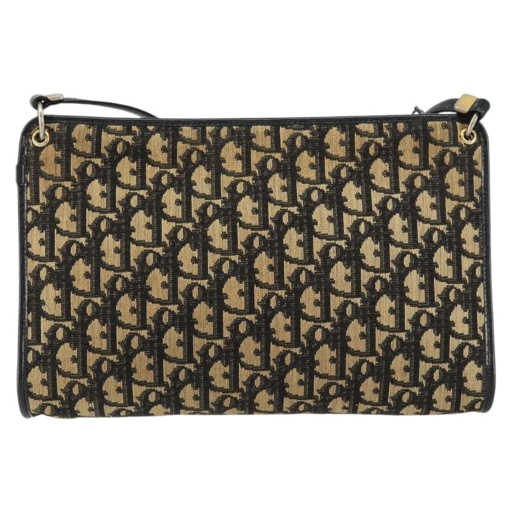 Christian Dior Vintage Trotter Shoulder Bag Navy Canvas Good condition - Back View