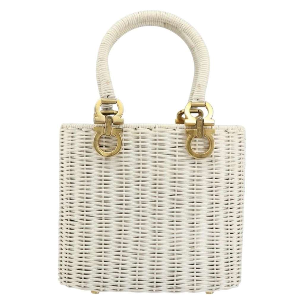 Salvatore Ferragamo Gancini handbag White Fair condition - Back View