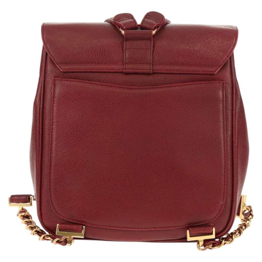 Chanel Vintage Backpack Red Leather Good condition - Back View