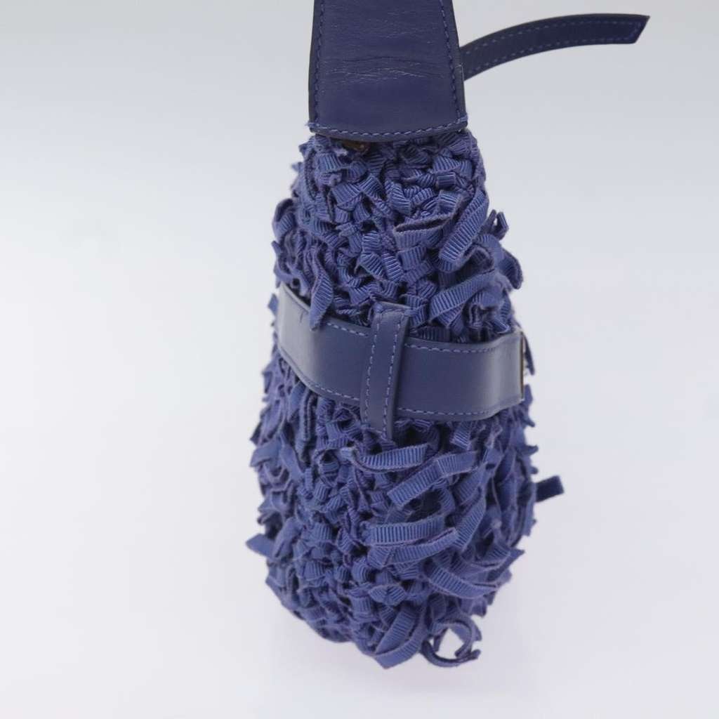 Salvatore Ferragamo Gancini Shoulder Bag Blue Canvas Good condition - Model View