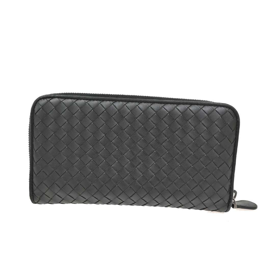 Bottega Veneta Intrecciato Long Zip  Wallet Black Leather Good condition - Back View