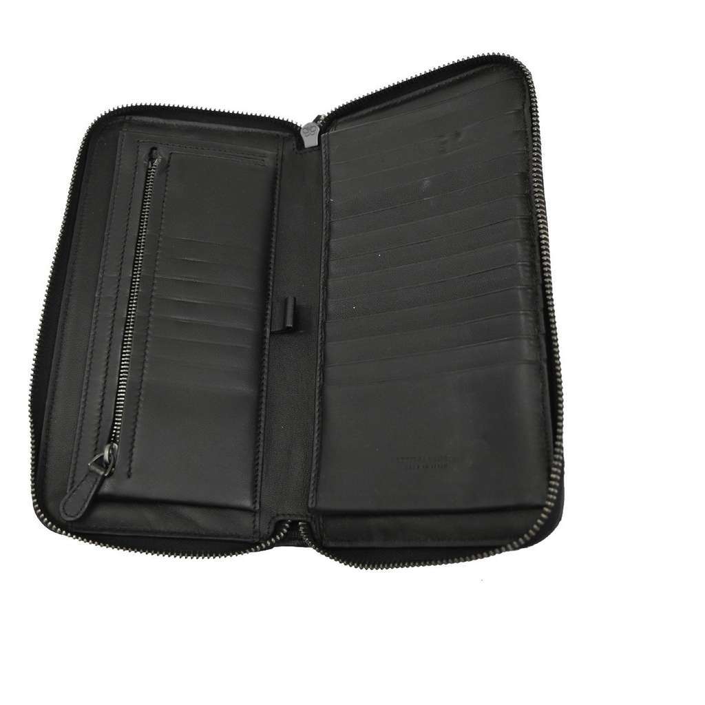 Bottega Veneta Intrecciato Long Zip  Wallet Black Leather Good condition - Box View