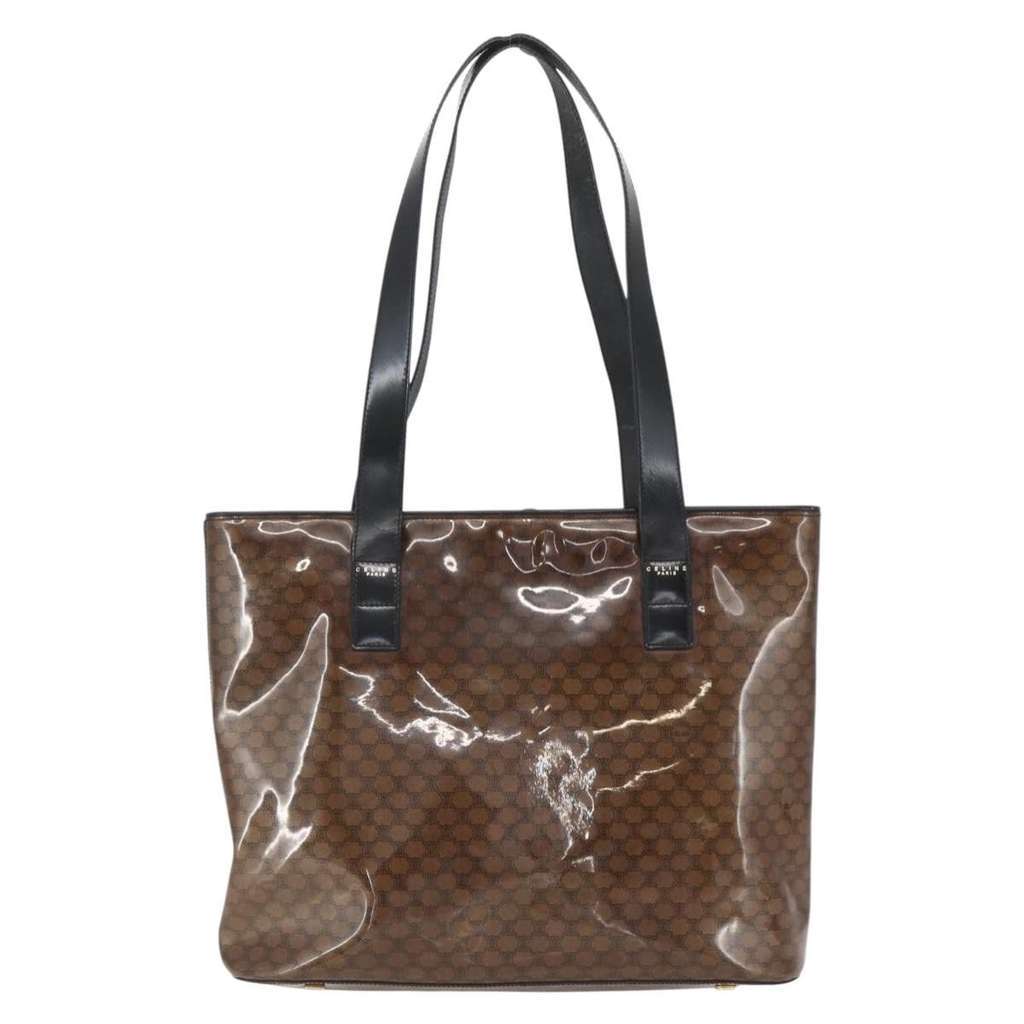 Celine Vintage Macadam Shoulder Bag Brown Plastic Good condition - Back View