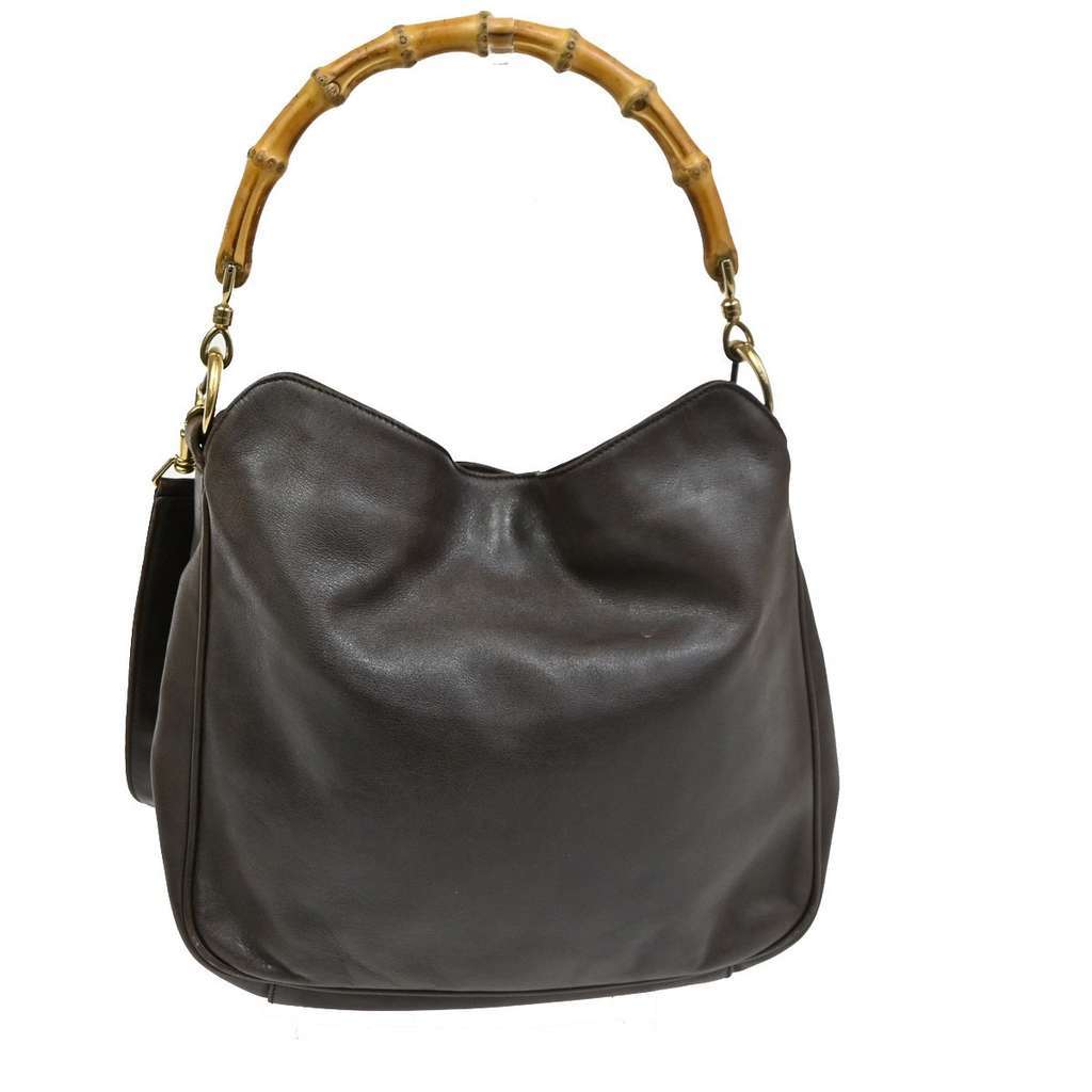 Gucci Vintage Bamboo Shoulder Bag Brown Leather Good condition - Back View