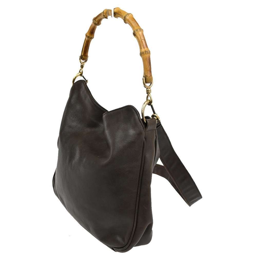 Gucci Vintage Bamboo Shoulder Bag Brown Leather Good condition - Model View