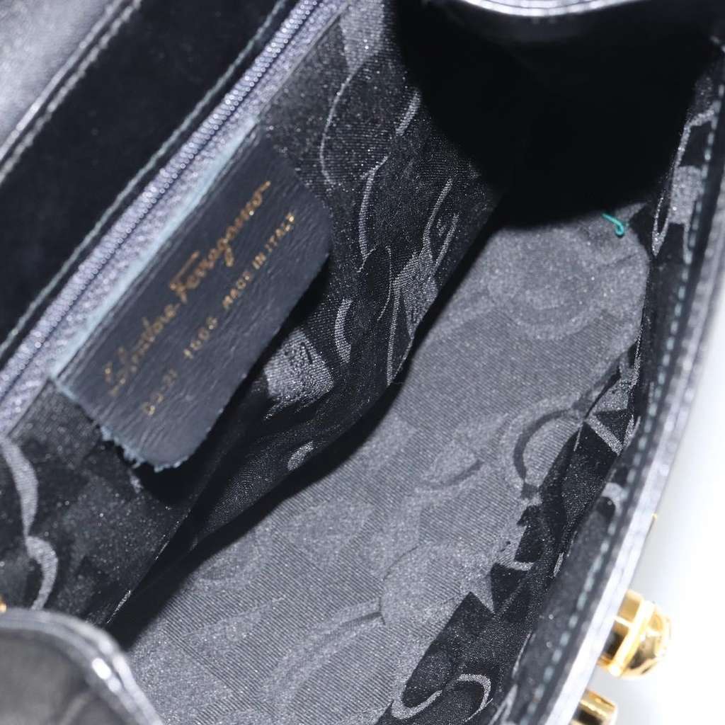 Salvatore Ferragamo Vintage Handbag Black Leather Fair condition - Box View