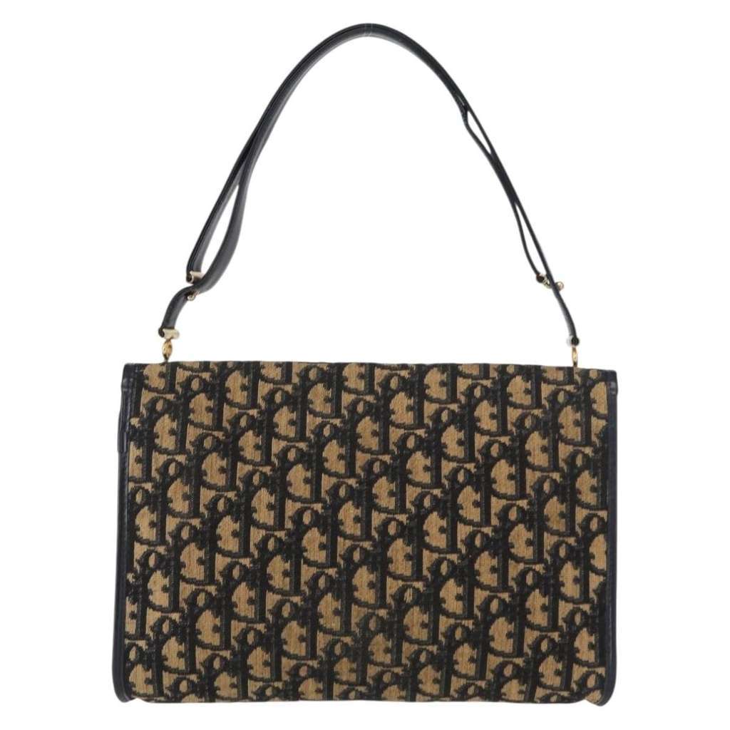 Christian Dior Vintage Trotter Shoulder Bag Navy Canvas Good condition - Back View