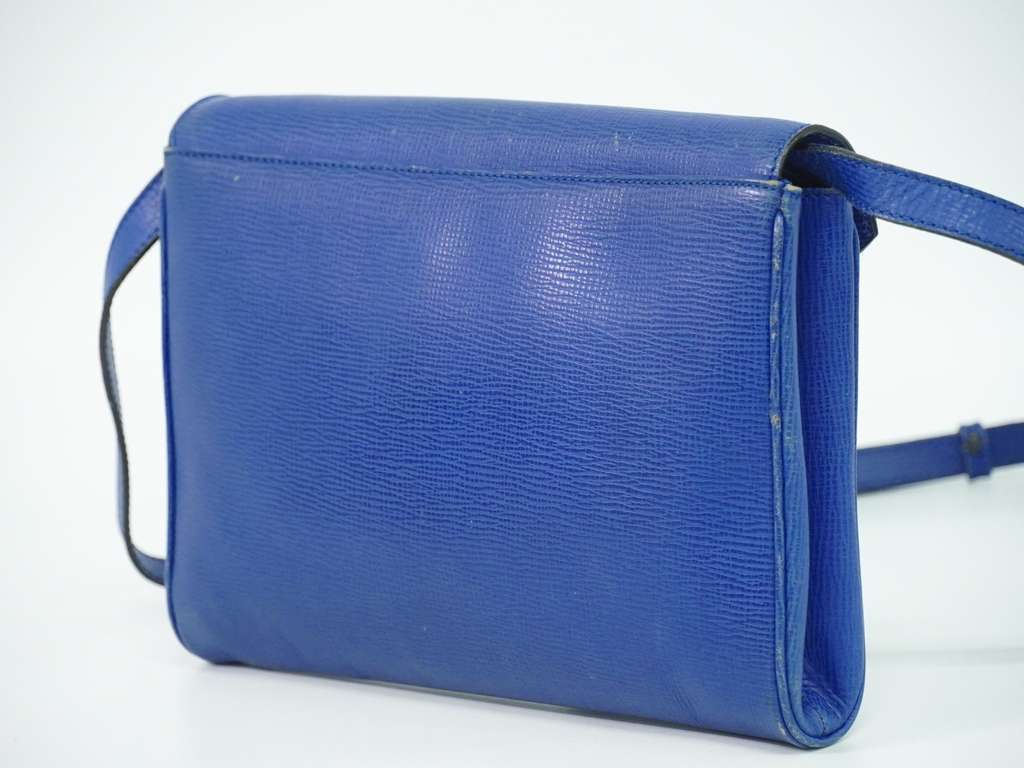 Celine Circle Logo Shoulder Bag Blue Leather Fair condition - Back View