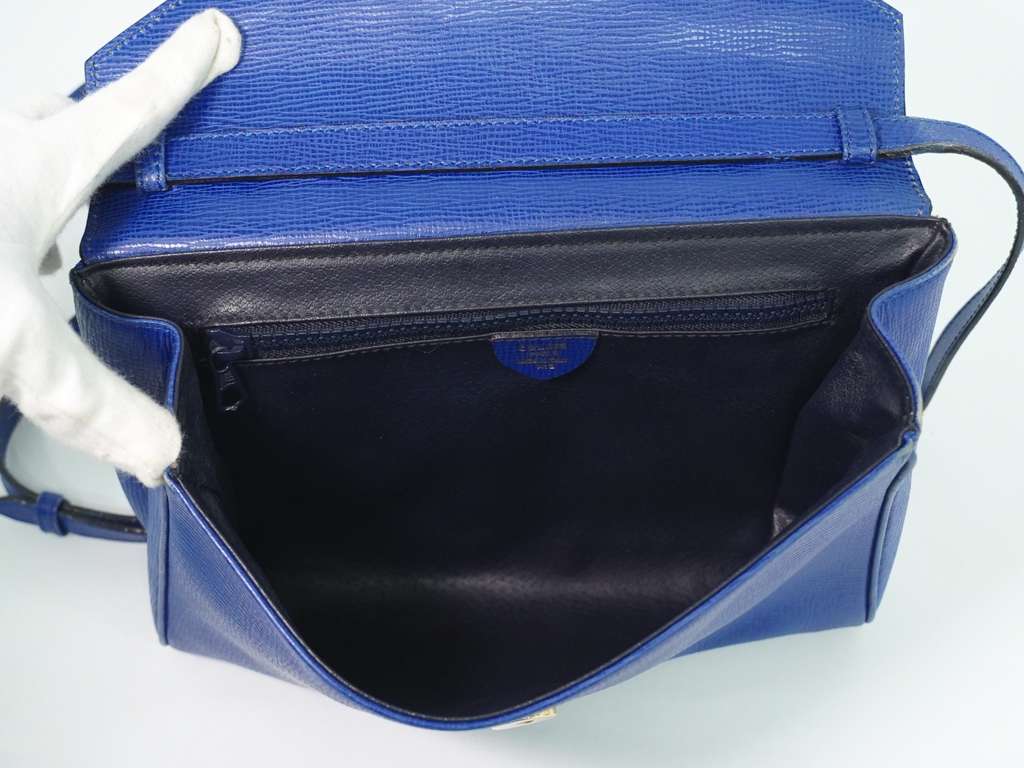 Celine Circle Logo Shoulder Bag Blue Leather Fair condition - Inside View