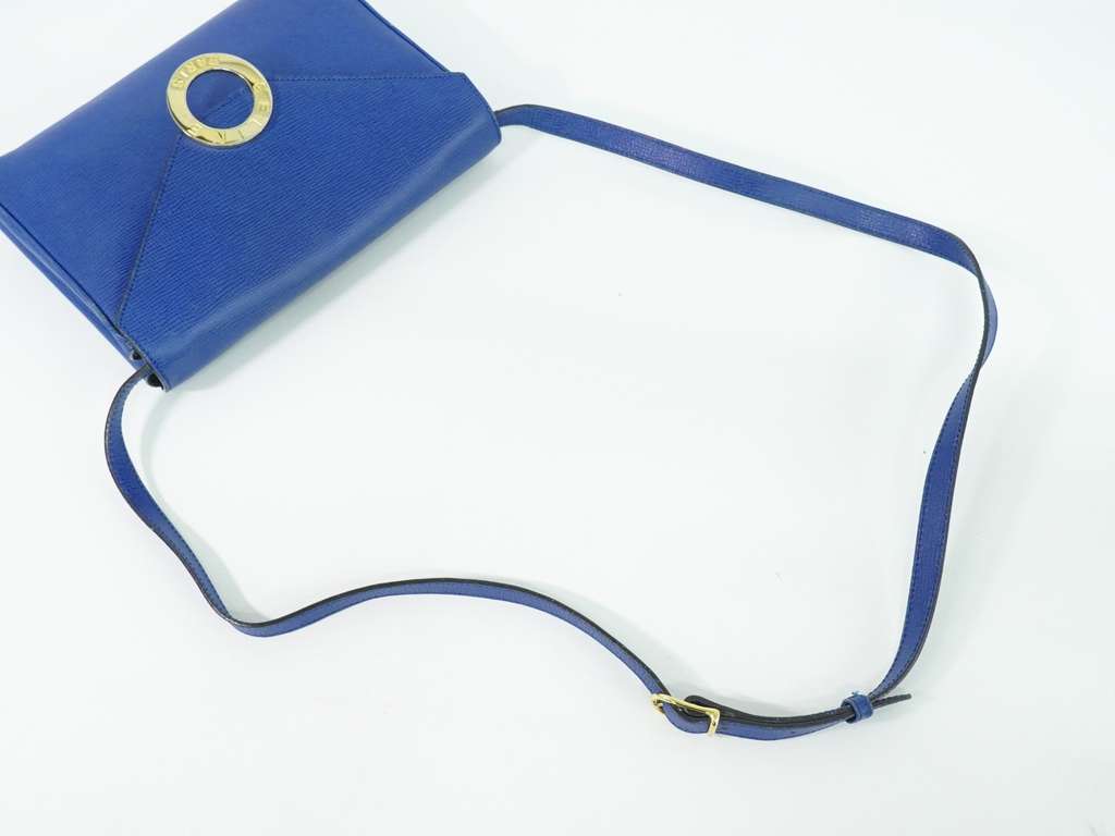Celine Circle Logo Shoulder Bag Blue Leather Fair condition - Box View