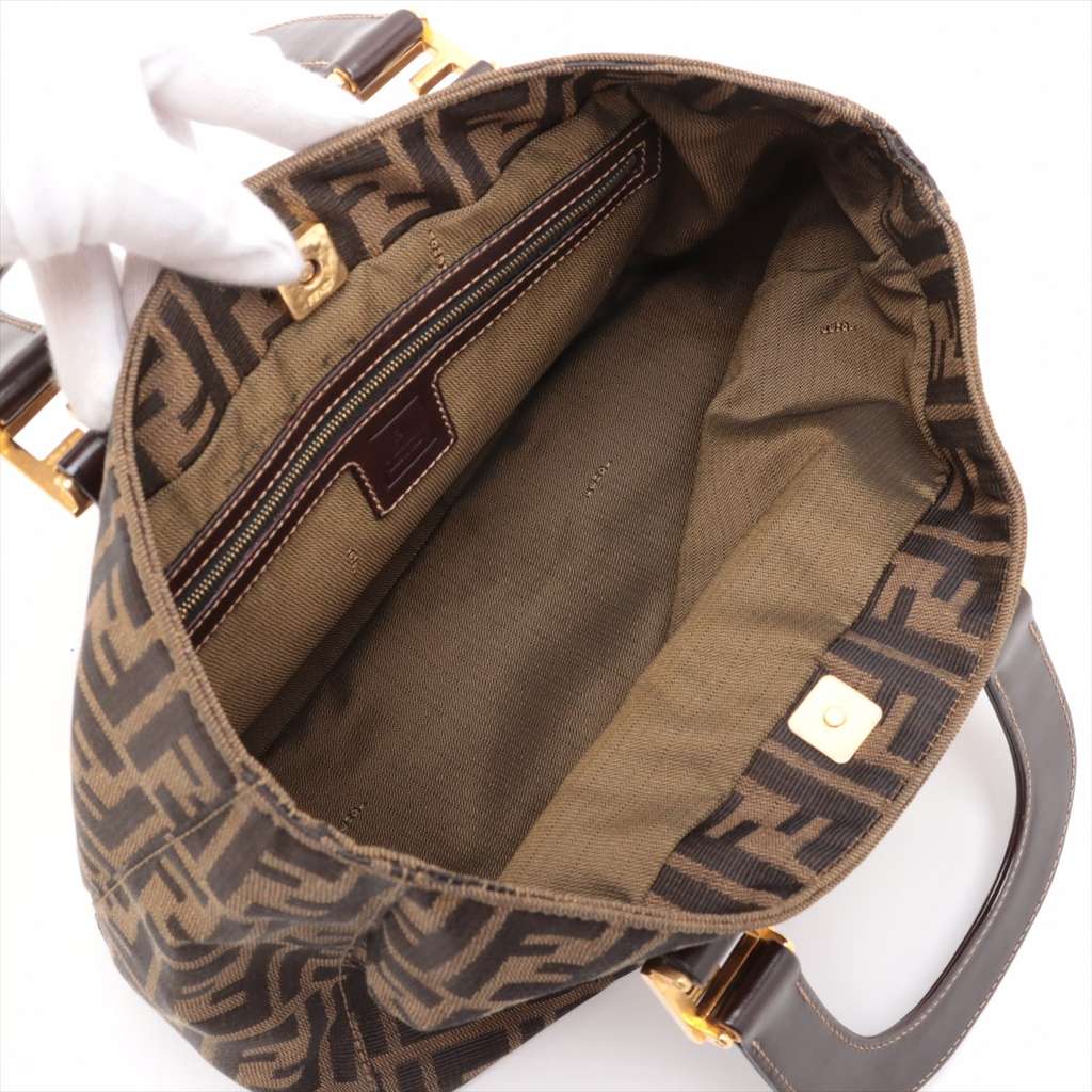 Fendi Vintage Zucca Handbag Brown Canvas Good condition - Inside View