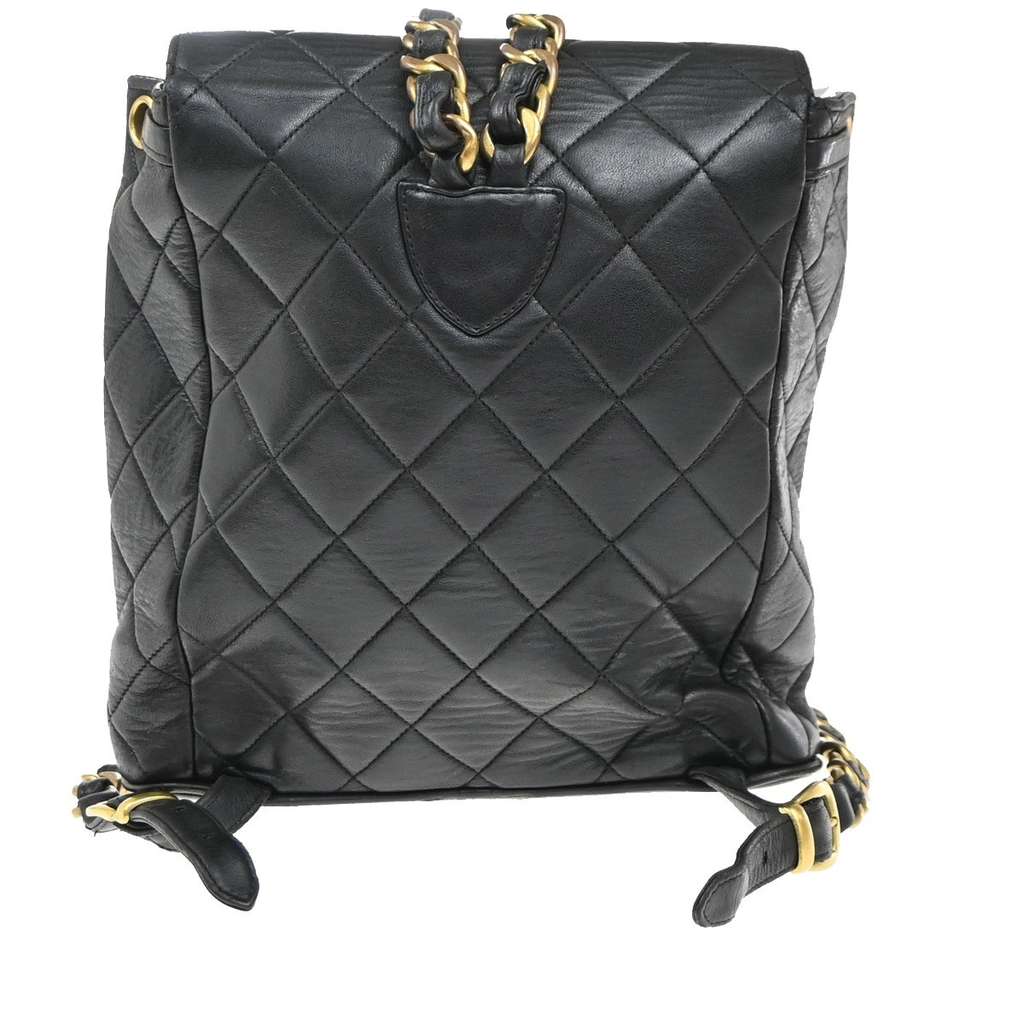 Chanel Duma Drawstring Backpack Black Leather Good condition - Back View