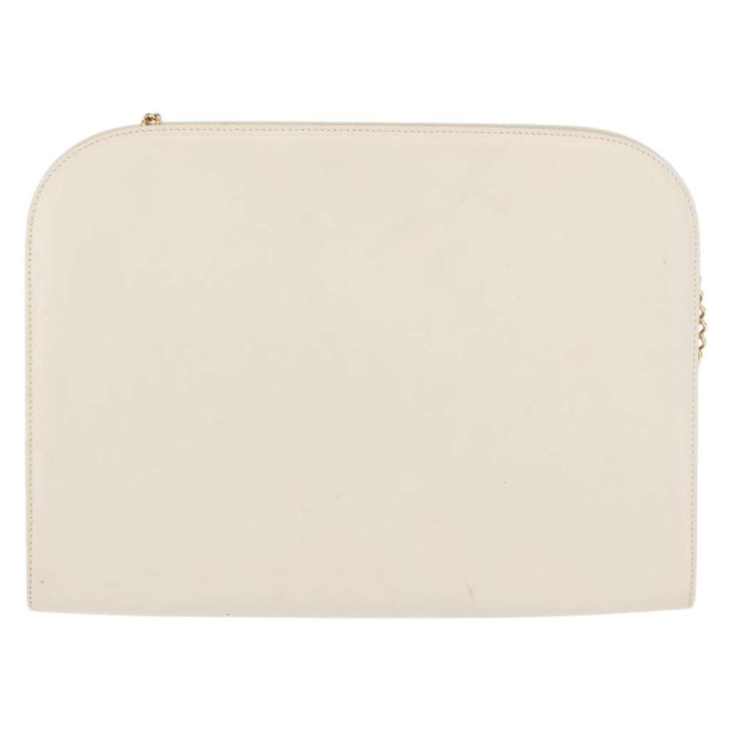 Salvatore Ferragamo Vintage Chain Shoulder Bag White Leather Good condition - Back View