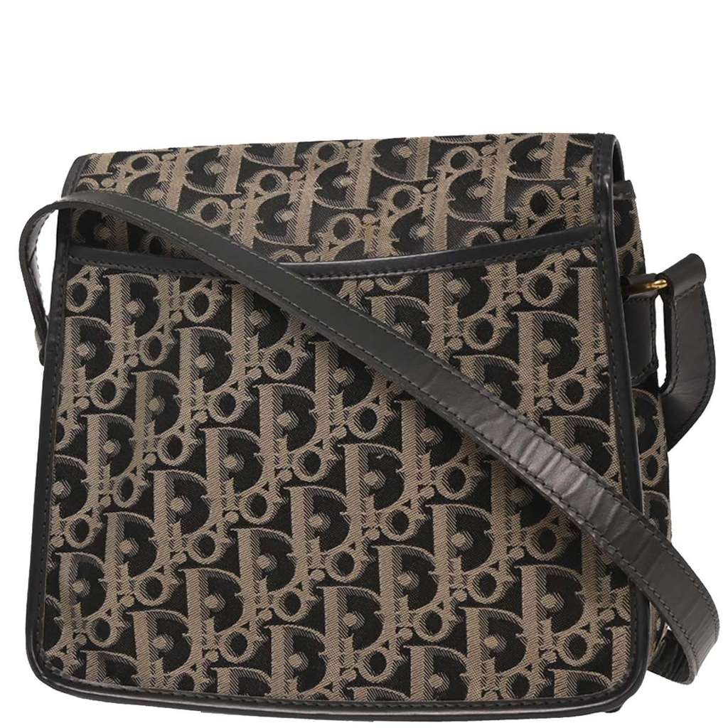 Christian Dior Vintage Trotter Flap Shoulder Bag Black Canvas Good condition - Back View