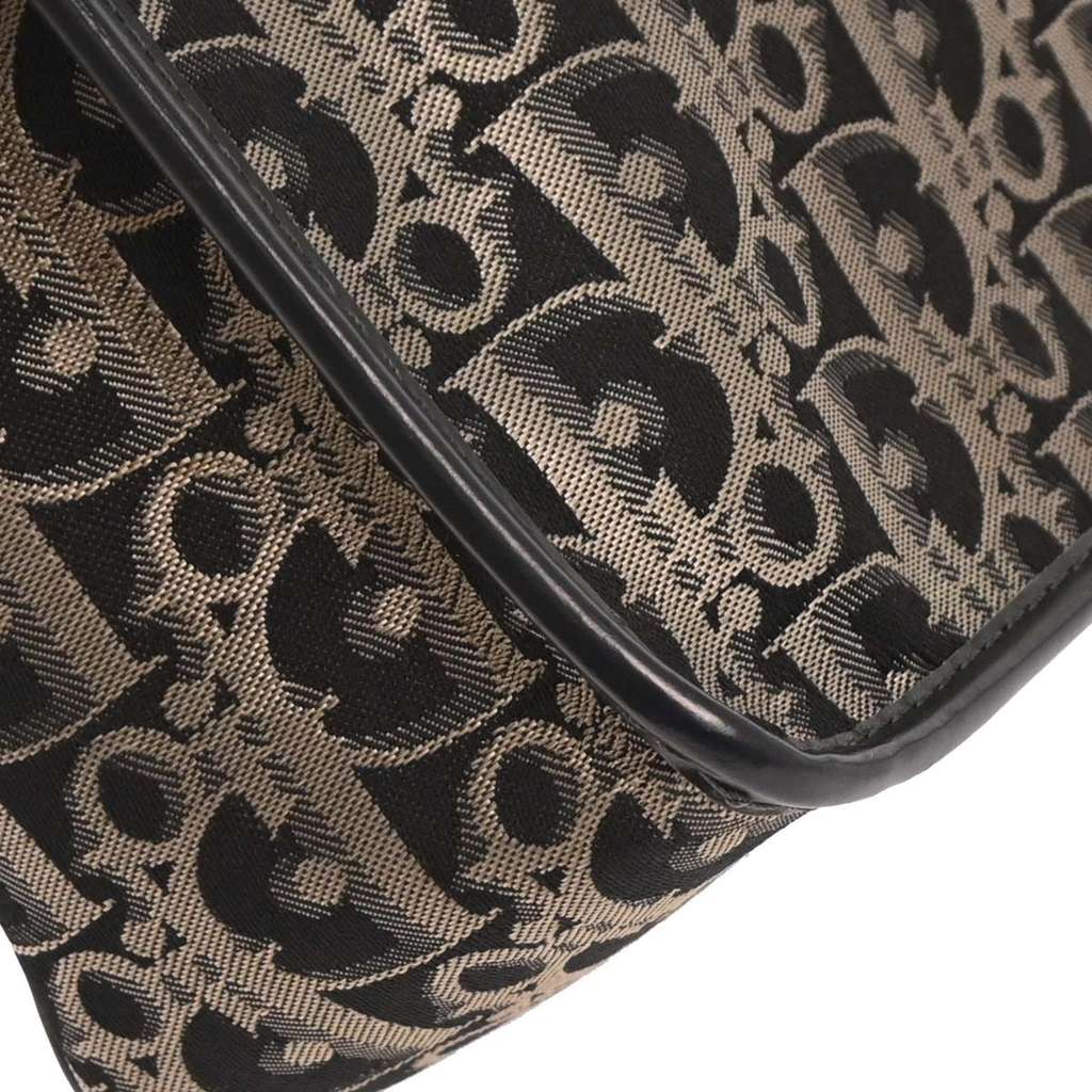 Christian Dior Vintage Trotter Flap Shoulder Bag Black Canvas Good condition - Box View