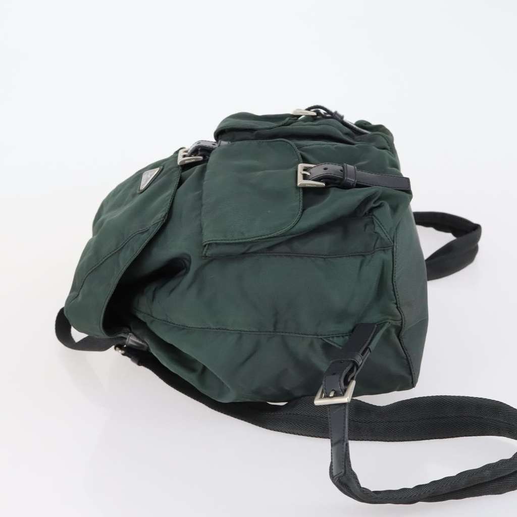 Prada Vela Double Front Pocket Backpack Green Good condition - Model View