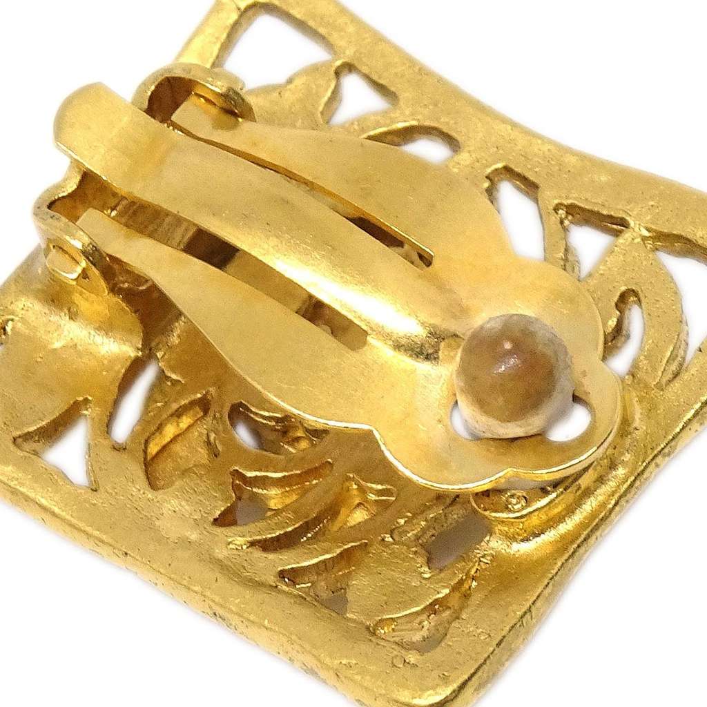 Chanel Vintage CC Square Clip-On Earrings Gold Good condition - Inside View