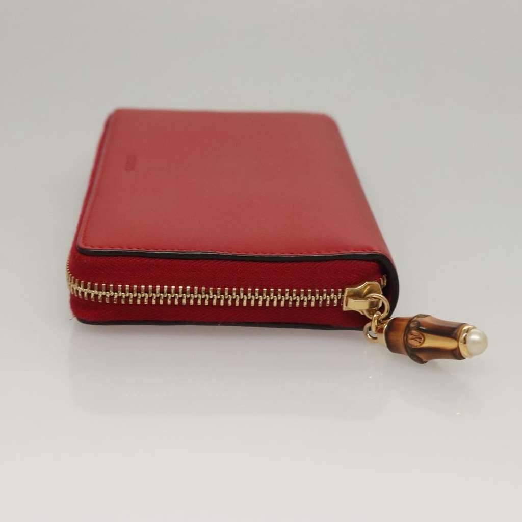 Gucci Bamboo Tassel Zip Organizer Wallet Red Leather Good condition - Inside View