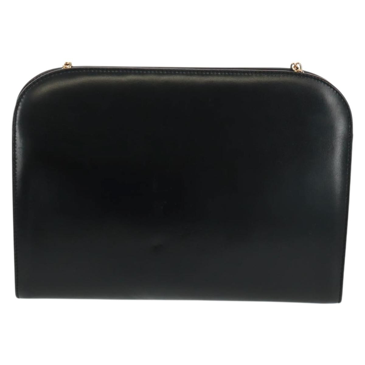 Salvatore Ferragamo Vintage Gancini Chain Shoulder Bag Black Leather Good condition - Back View