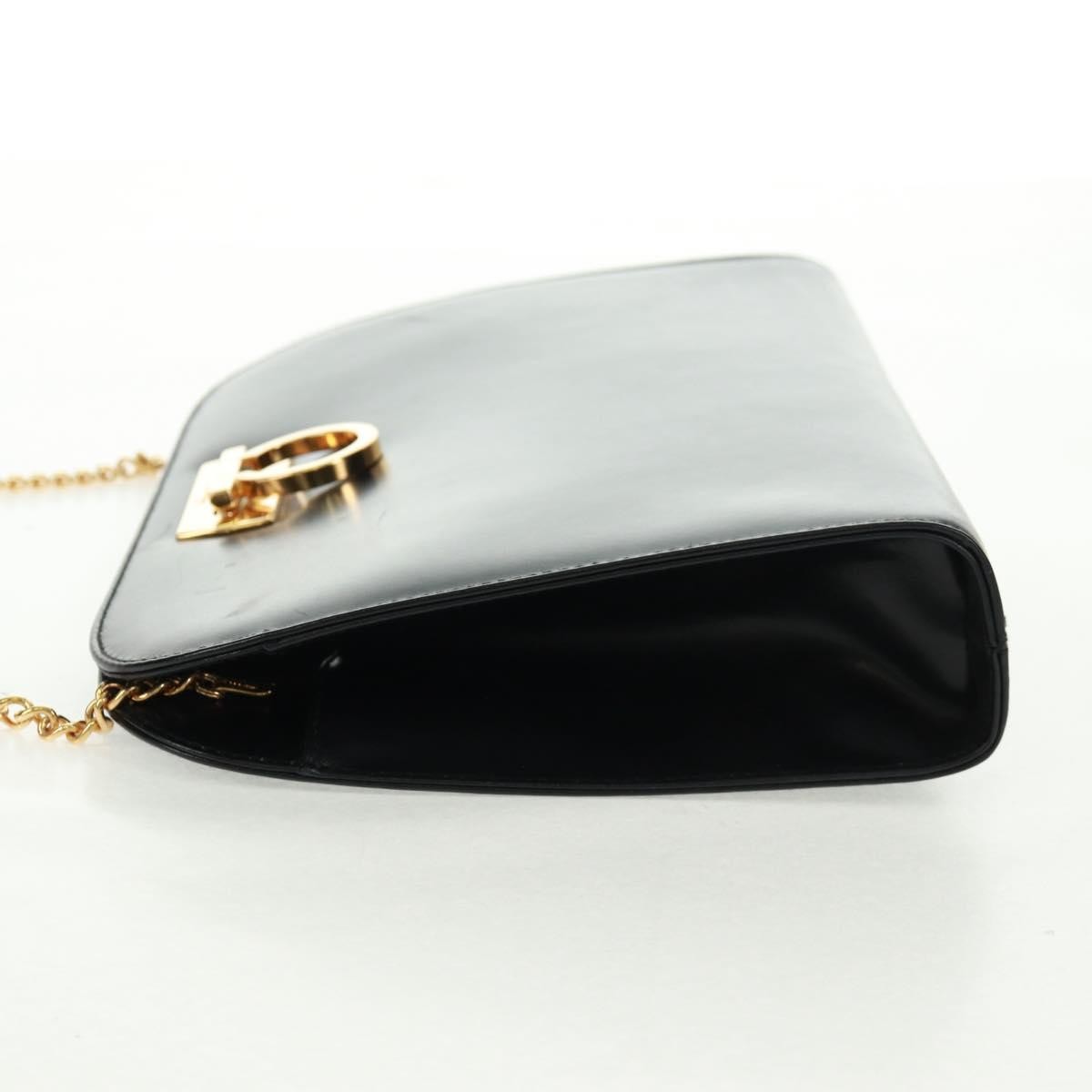 Salvatore Ferragamo Vintage Gancini Chain Shoulder Bag Black Leather Good condition - Inside View