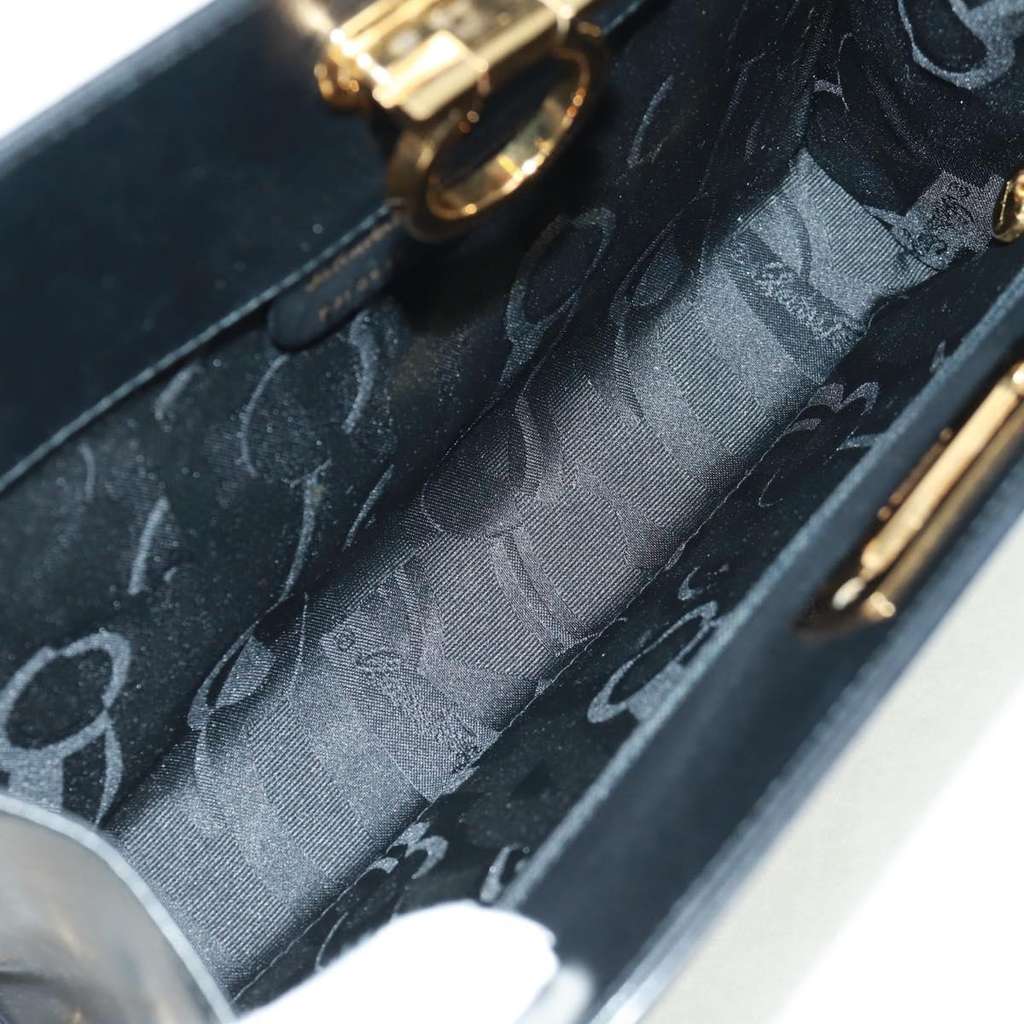 Salvatore Ferragamo Vintage Gancini Chain Shoulder Bag Black Leather Good condition - Box View