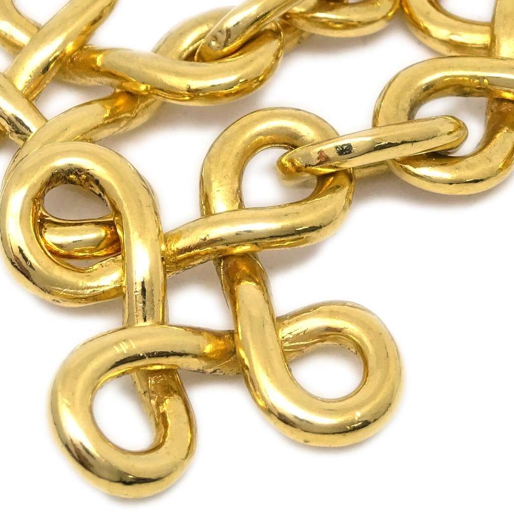 Chanel Vintage CC Round Drop Clip-On Earrings Gold Good condition - Back View