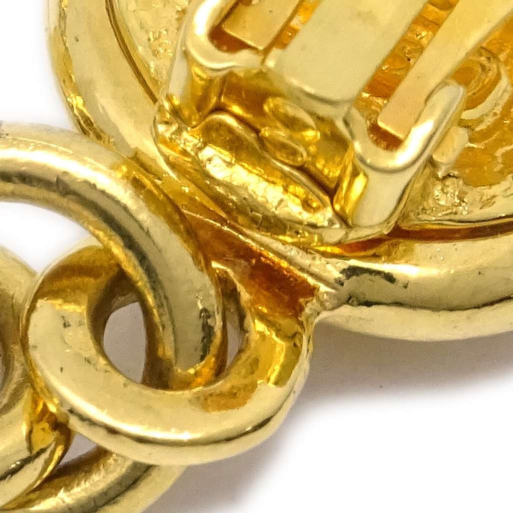 Chanel Vintage CC Round Drop Clip-On Earrings Gold Good condition - Inside View