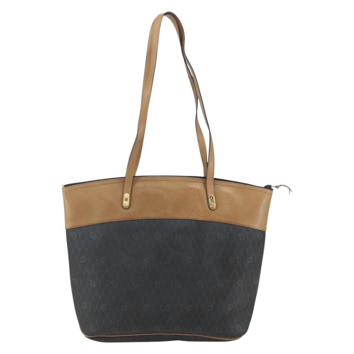 Christian Dior Vintage Honeycomb Tote Bag Black Canvas Good condition - Back View