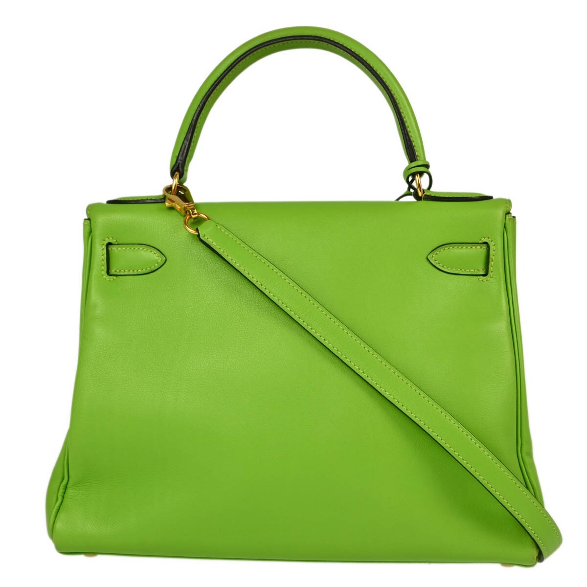 Hermès Kelly Handbag Green Leather Good condition - Back View