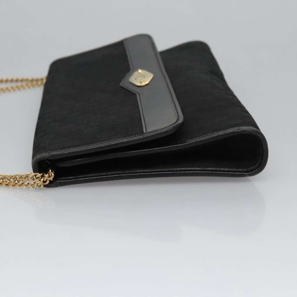 Christian Dior Vintage Chain Flap Shoulder Bag Black Canvas Good condition - Model View
