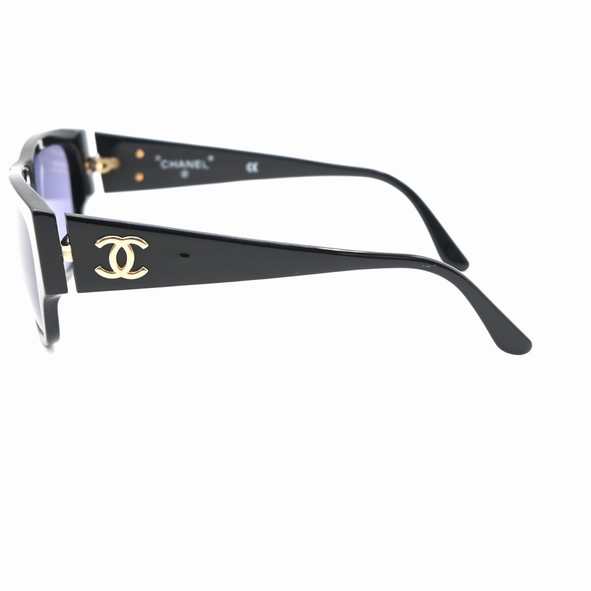 Chanel Logo CC Sunglasses Black Plastic Good condition - Inside View