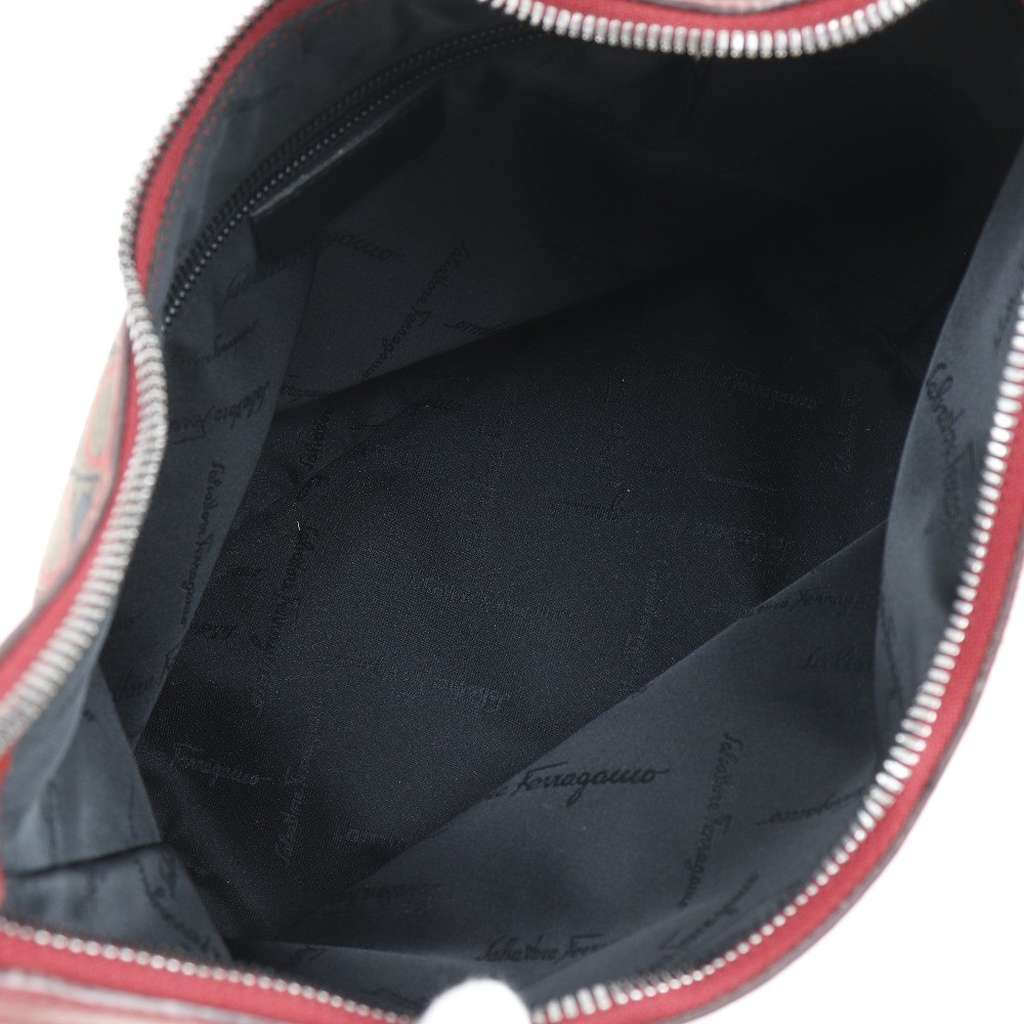 Salvatore Ferragamo Gancini Shoulder Bag Red Canvas Good condition - Inside View