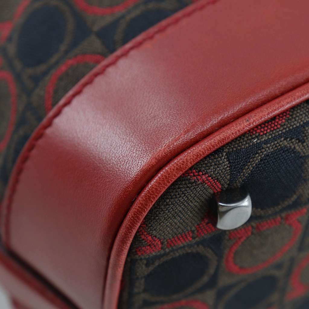 Salvatore Ferragamo Gancini Shoulder Bag Red Canvas Good condition - Box View