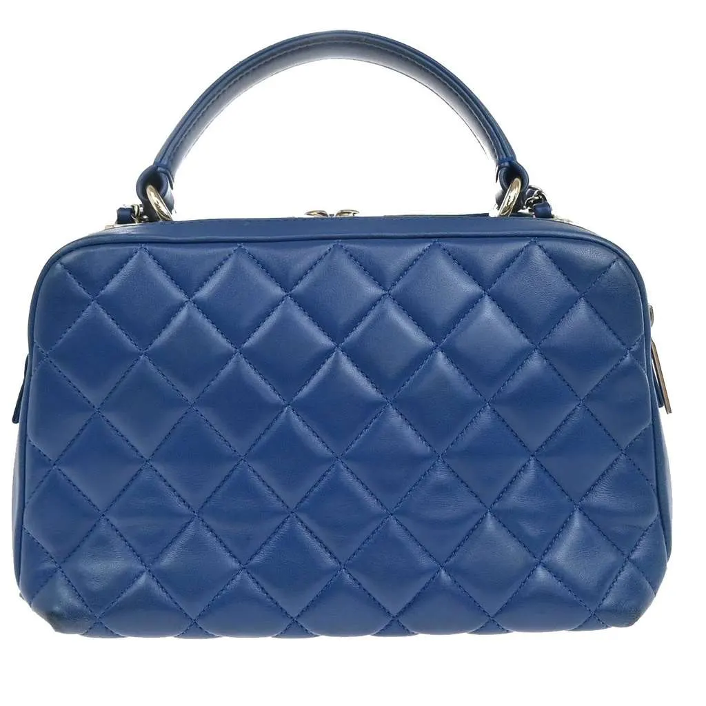 Chanel Trendy CC Bowling Bag Blue Leather Good - Back View