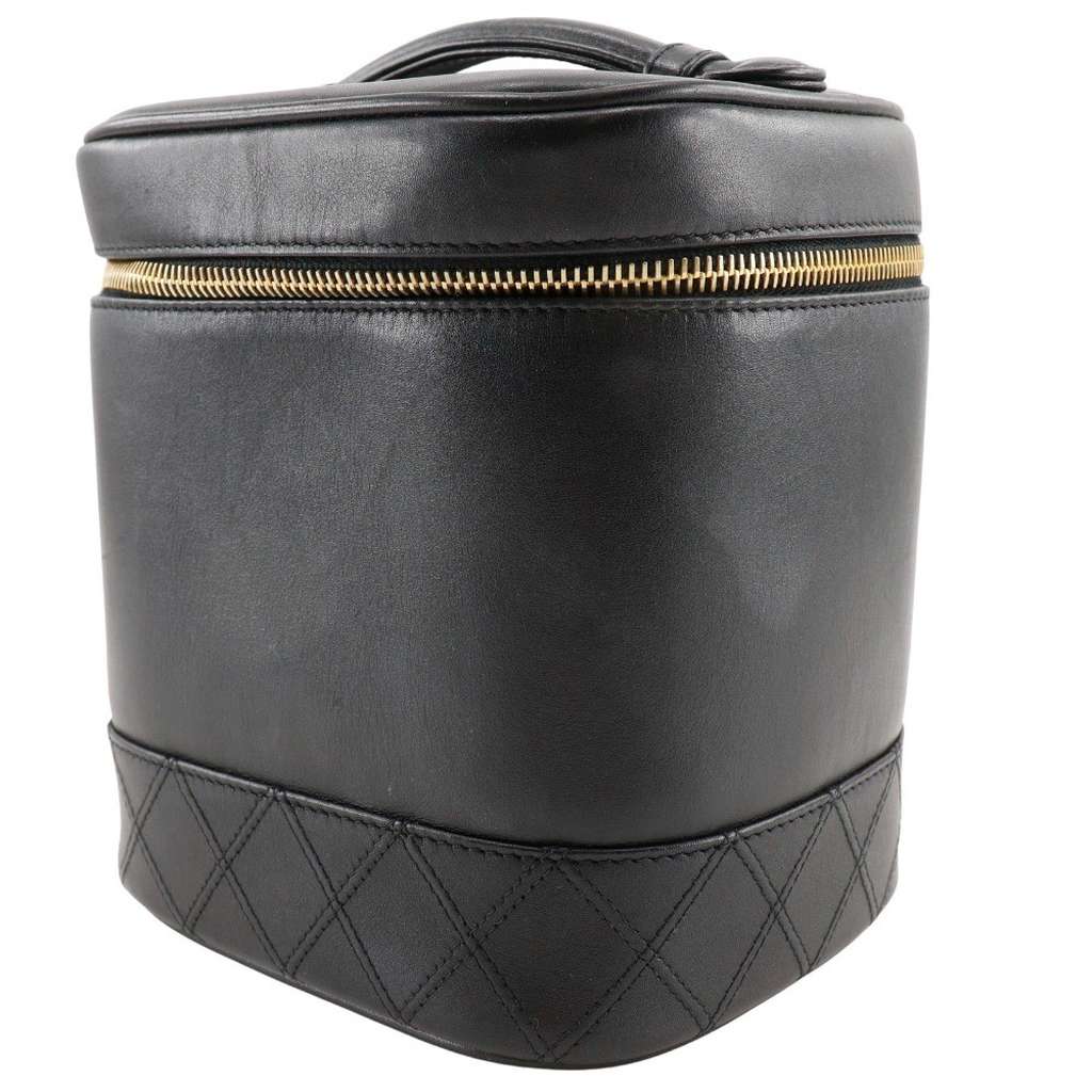 Chanel Vintage Cosmetic Case Black Leather Good condition - Inside View