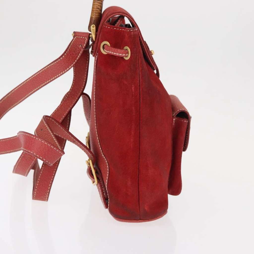Gucci Vintage Bamboo Backpack Red Leather Good condition - Model View