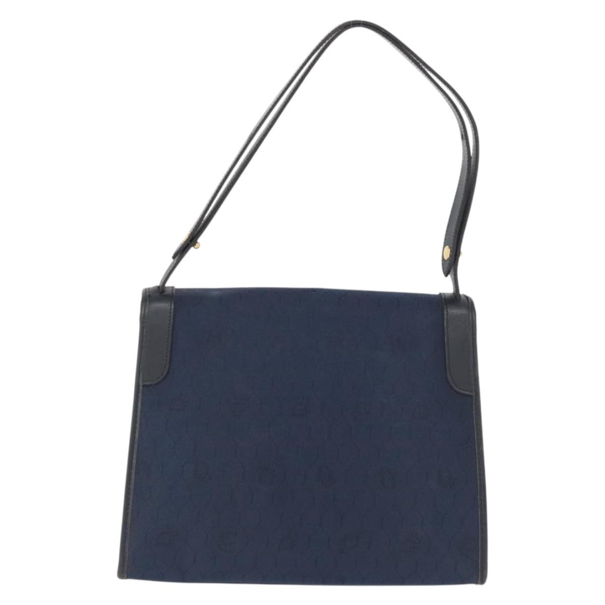 Christian Dior Vintage Honeycomb Shoulder Bag Navy Canvas Fair condition - Back View