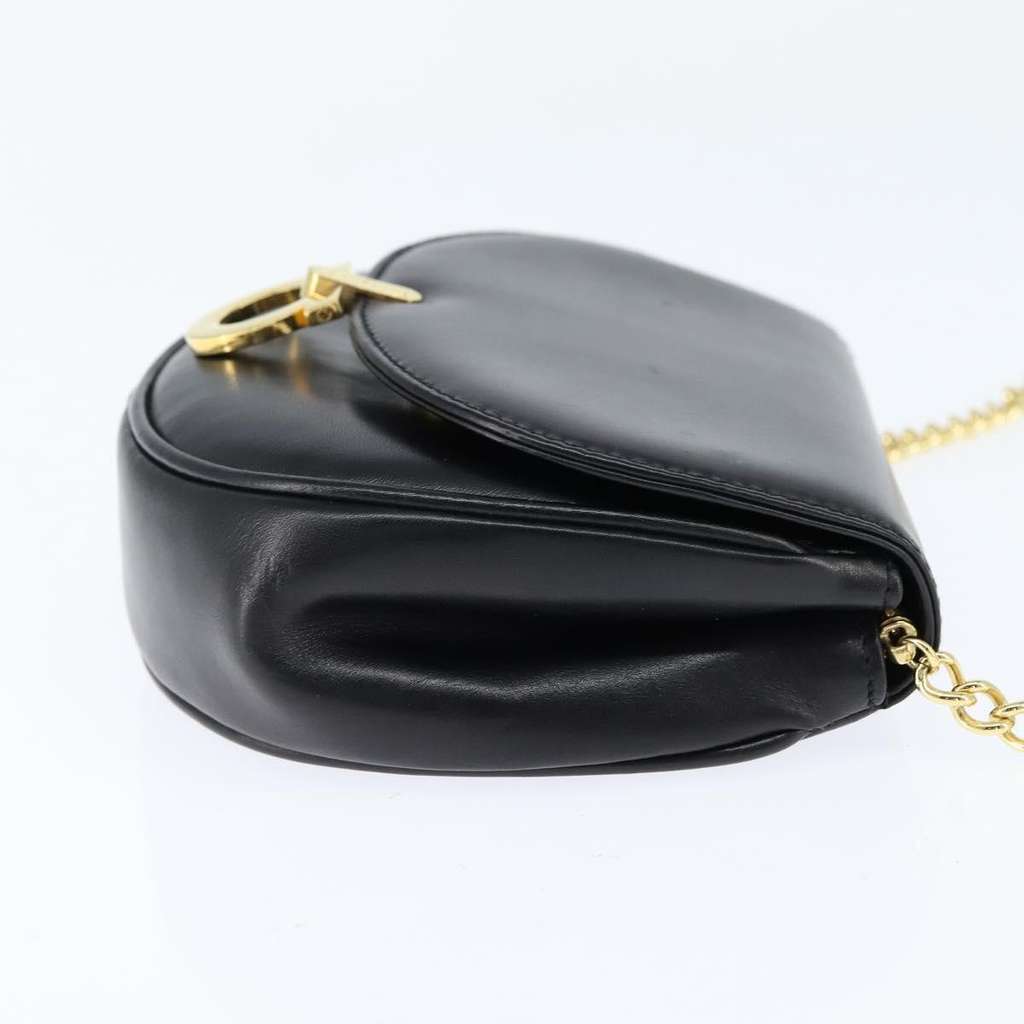 Salvatore Ferragamo Gancini Chain Shoulder bag Black Leather Good condition - Model View