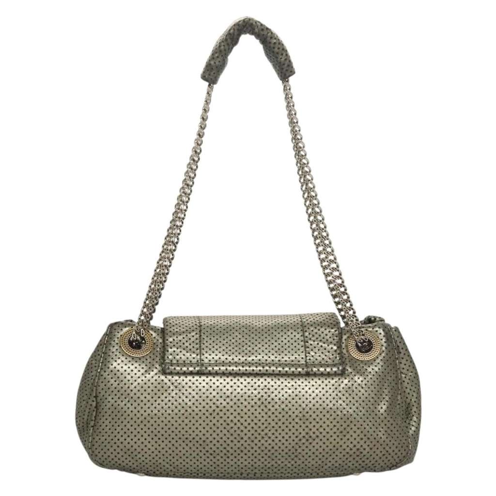 Chanel Drill Flap Bag Silver Leather Good condition - Back View