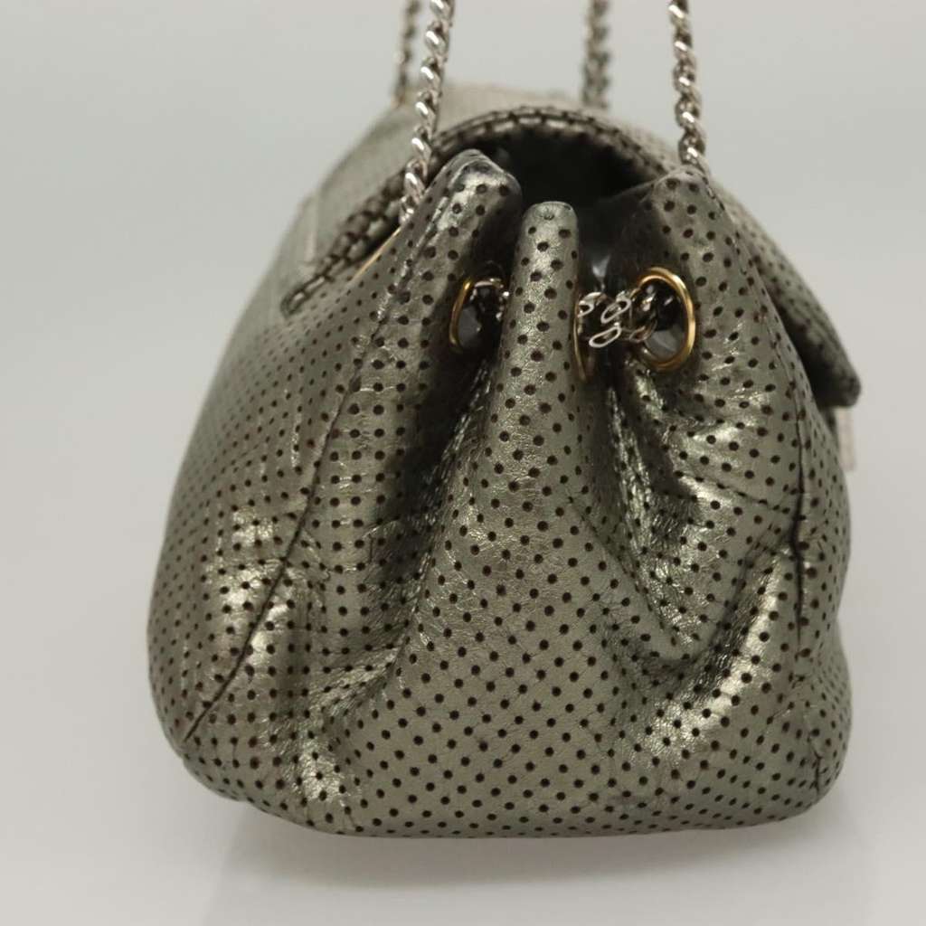 Chanel Drill Flap Bag Silver Leather Good condition - Model View