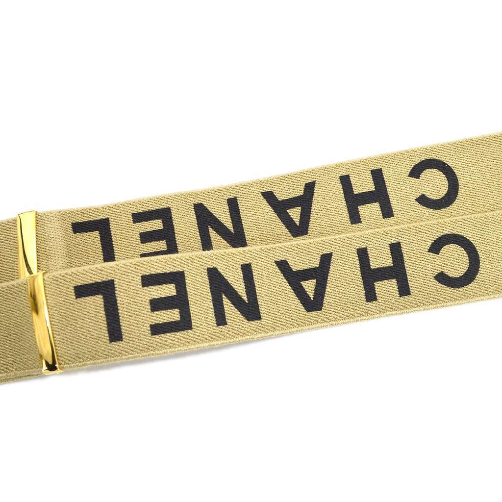 Chanel Logo Suspenders Beige Canvas Good condition - Back View
