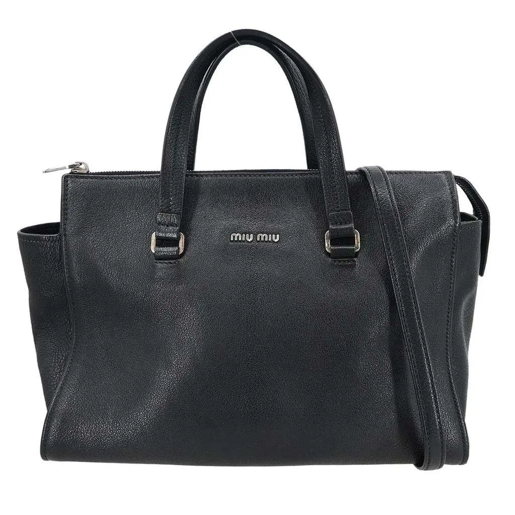 Miu Miu Tote bag Black Leather Good - Front View