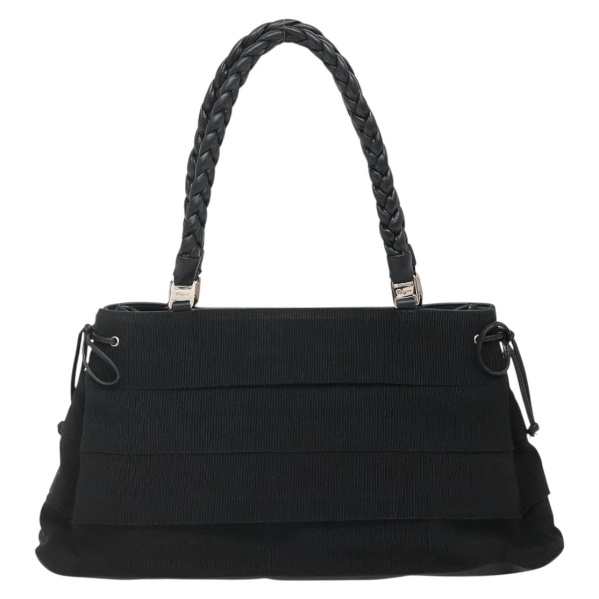Salvatore Ferragamo Vala tote Black Canvas Good condition - Back View