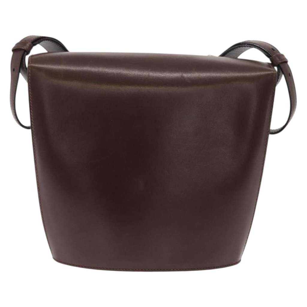 Celine Circle Logo Shoulder Bag Brown Leather Good condition - Back View