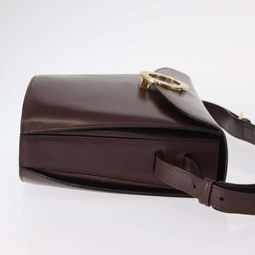 Celine Circle Logo Shoulder Bag Brown Leather Good condition - Inside View