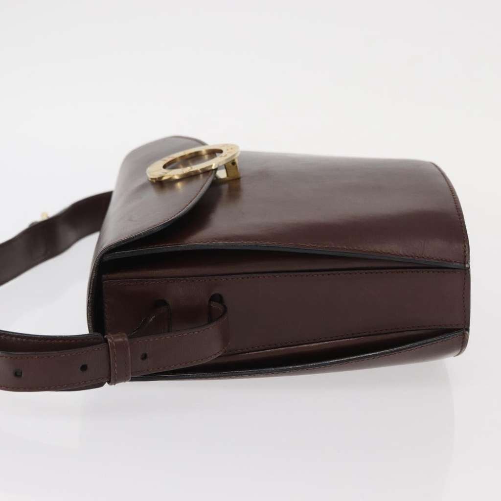 Celine Circle Logo Shoulder Bag Brown Leather Good condition - Model View