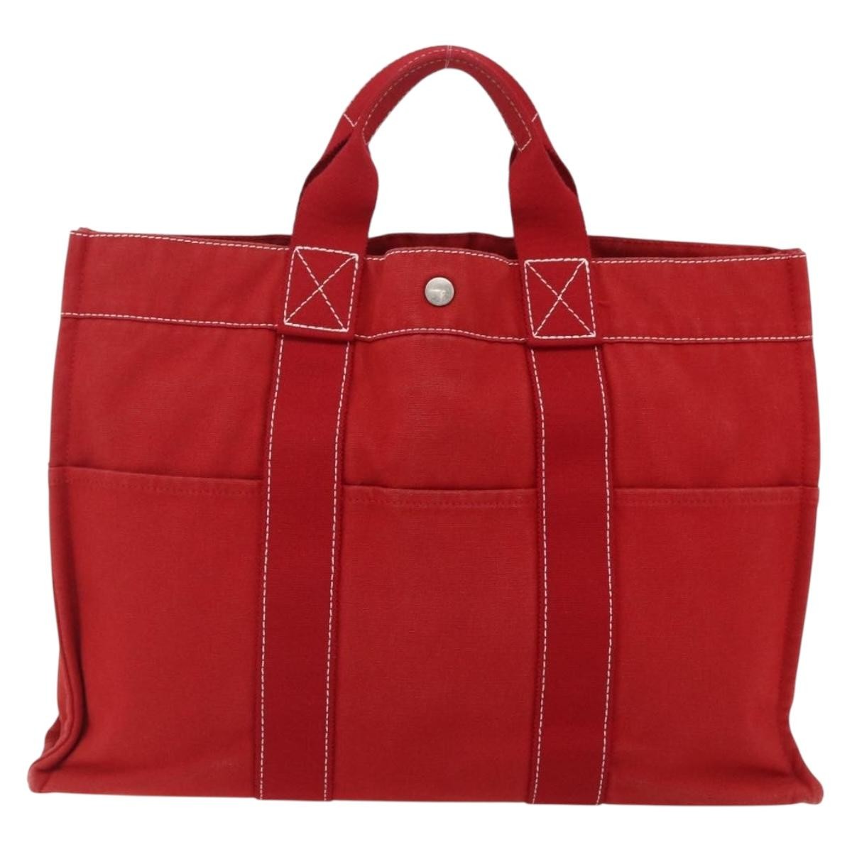 Hermès Fourre Tout Tote Red Canvas Good condition - Back View
