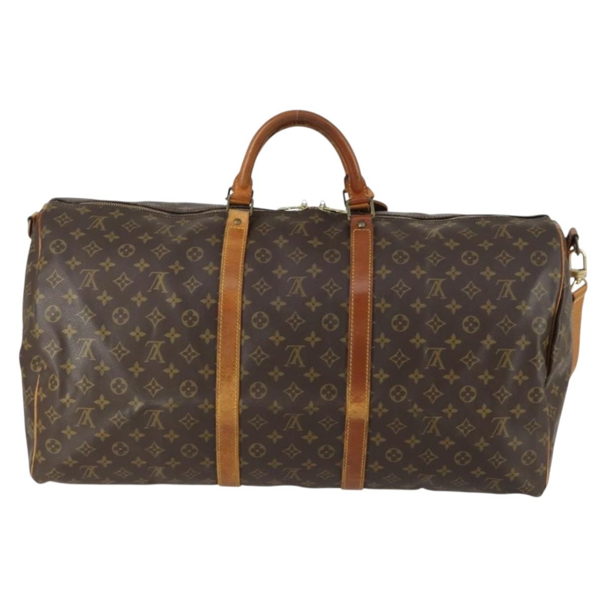 Louis Vuitton Keepall Bandouliere Bag Brown Canvas Fair condition - Back View
